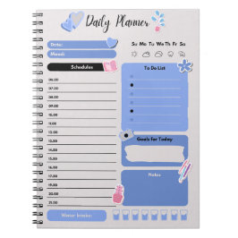 Soft Blue Daily Planner with Mood & Water Track Notizblock