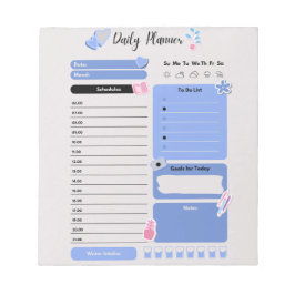 Soft Blue Daily Planner with Mood & Water Track Notizblock