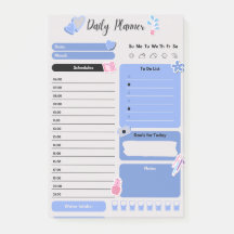 Soft Blue Daily Planner with Mood & Water Track