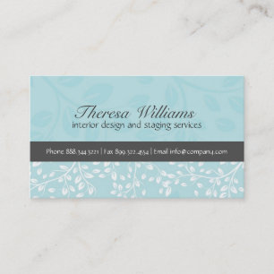 Soft Blue Damask Business Card Visitenkarte