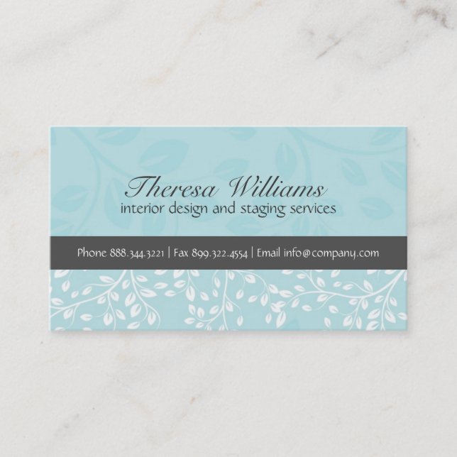 Soft Blue Damask Business Card Visitenkarte (Vorderseite)