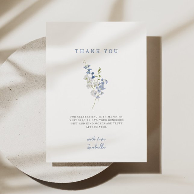 Soft Blue Delicate Floral Bouquet Dankeskarte (Von Creator hochgeladen)