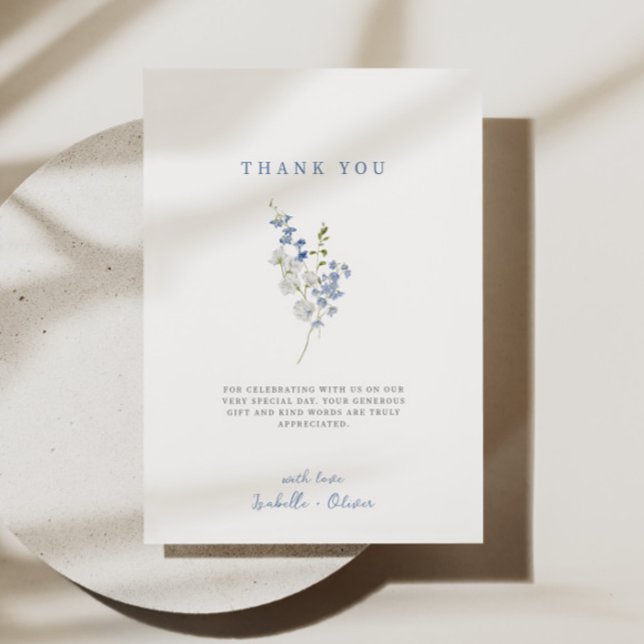 Soft Blue Delicate Floral Bouquet Dankeskarte (Von Creator hochgeladen)