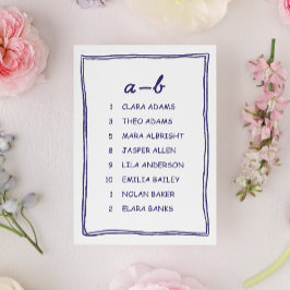 Soft Blue Doodle Wedding Seating Chart Card Tischnummer