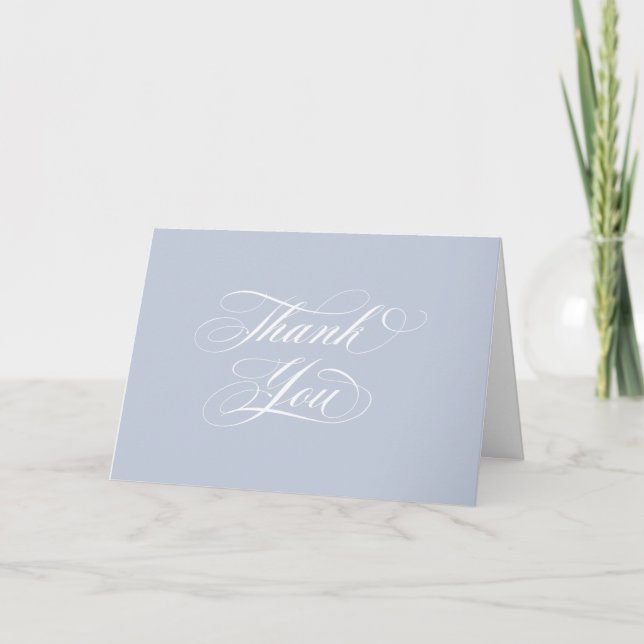 Soft Blue Elegante Script Abschluss Foto+Message Dankeskarte (Vorderseite)