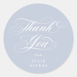 Soft Blue Elegante Script Abschluss Vielen Dank Runder Aufkleber
