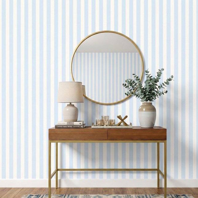 Soft Blue Elfenbeinstreifen Minimalistisch Tapete (Von Creator hochgeladen)