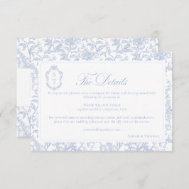 Soft Blue Floral Chinoiserie Details QR code Begleitkarte