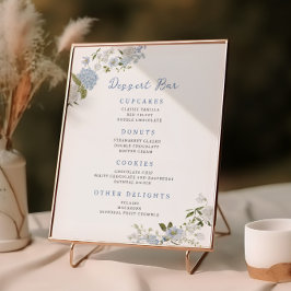 Soft Blue Floral Dessert Bar Poster