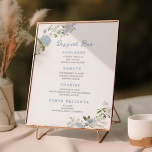 Soft Blue Floral Dessert Bar Poster