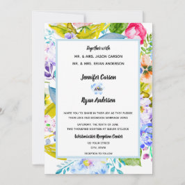 Soft Blue Floral Romantic Wedding Einladung