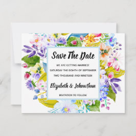 Soft Blue Floral Romantik Save the Date Einladung