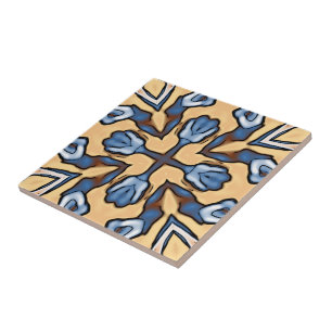 Soft Blue Gream Cream Yellow Brown Ethnic Stamm Ar Fliese