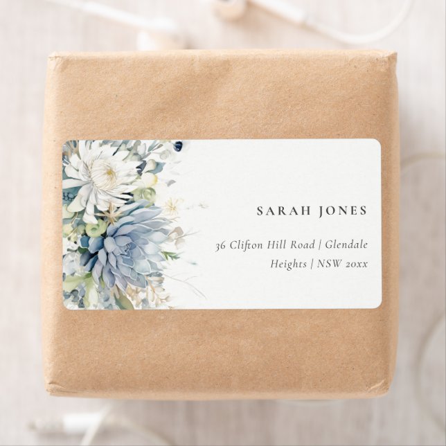 Soft Blue Green Succulator Botanical Floral Addres (Insitu)