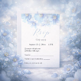 Soft Blue Himalayan Poppy Flower Garden Wedding  RSVP Karte
