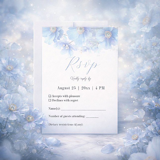Soft Blue Himalayan Poppy Flower Garden Wedding  RSVP Karte (Von Creator hochgeladen)