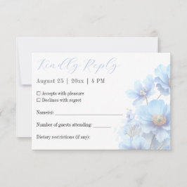 Soft Blue Himalayan Poppy Flower Garden Wedding  RSVP Karte