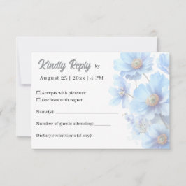 Soft Blue Himalayan Poppy Flower Garden Wedding  RSVP Karte