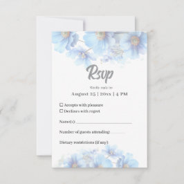 Soft Blue Himalayan Poppy Flower Garden Wedding  RSVP Karte