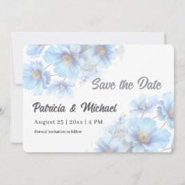 Soft Blue Himalayan Poppy Flower Garden Wedding  Save The Date