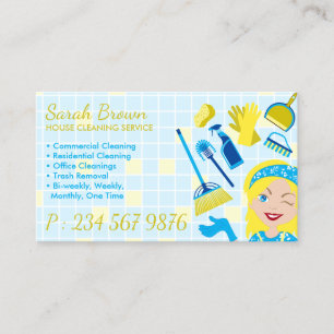 Soft Blue House Reinigung Janitorial Glove Schürze Visitenkarte