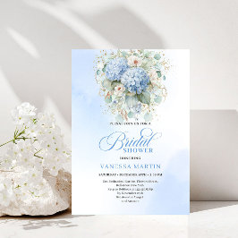 Soft Blue Hydrangea Gold Bridal Shower Invitation Einladung