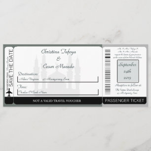 Soft Blue Islami Boarding Pass Hochzeit Einladung