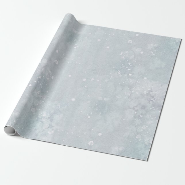 Soft Blue Modern Watercolor Abstrakter Schnee Geschenkpapier (Ungerollt)