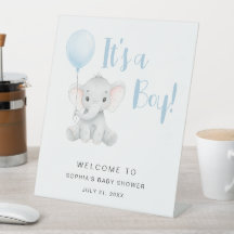 Soft Blue Niedlich Elephant Moderne Babydusche