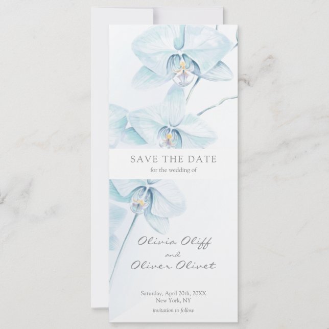 Soft Blue Orchid Save the Date Einladung (Vorderseite)