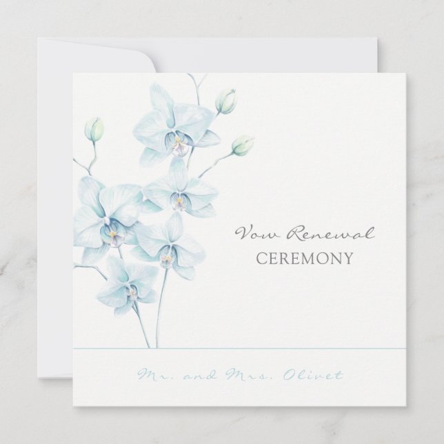 Soft Blue Orchid Vow Renewal Einladung (Vorderseite)