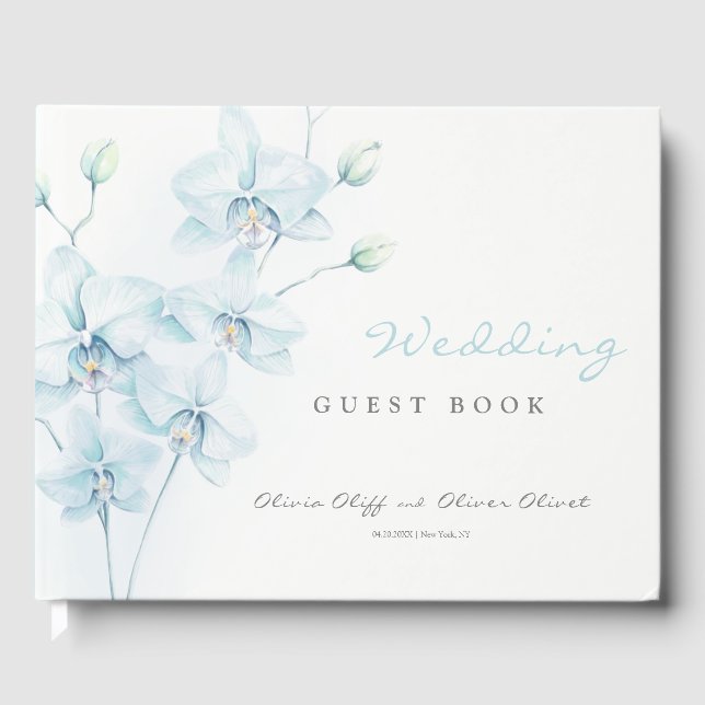 Soft Blue Orchid Wedding Gästebuch (Vorderseite)