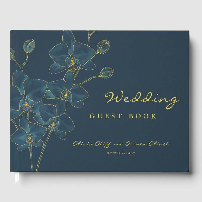 Soft Blue Orchid Wedding Gästebuch (Vorderseite)