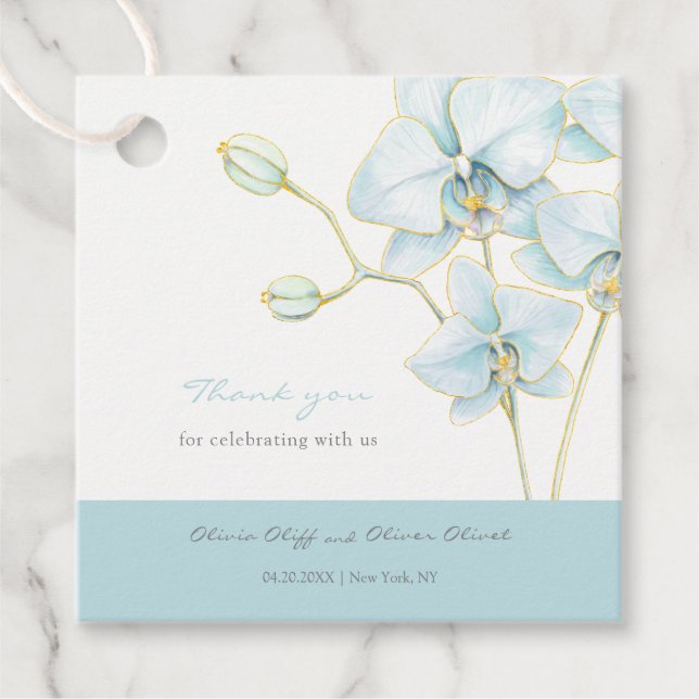 Soft Blue Orchid Wedding Geschenkanhänger (Vorderseite)