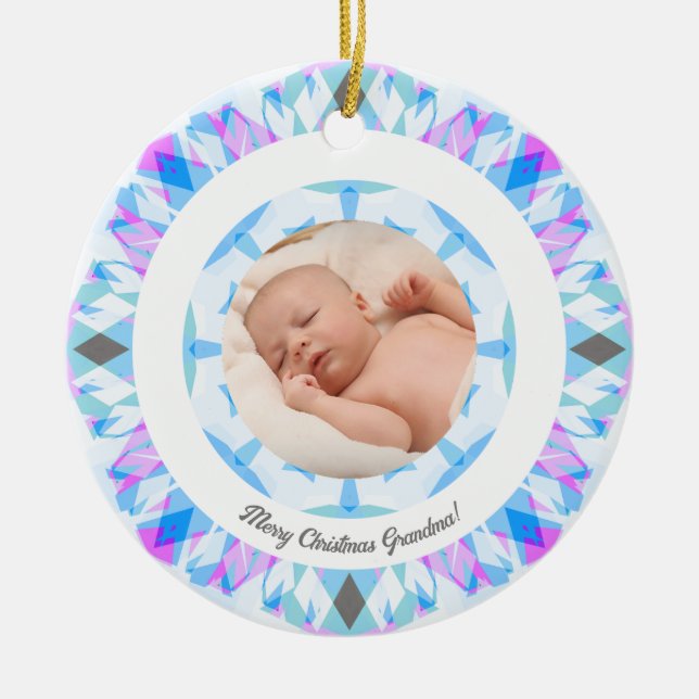 Soft Blue Pastors Custom Christmas Foto Picture Keramik Ornament (Vorne)