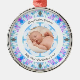Soft Blue Pastors Custom Christmas Oma Foto Ornament Aus Metall