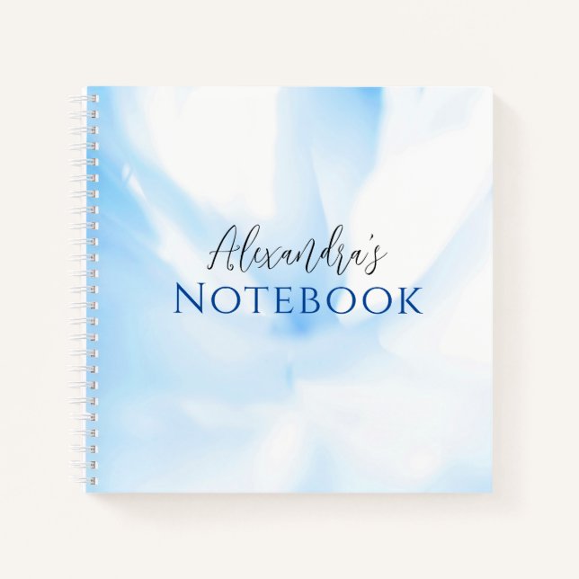 Soft Blue Print Spiral Notebook Notizbuch (Vorderseite)