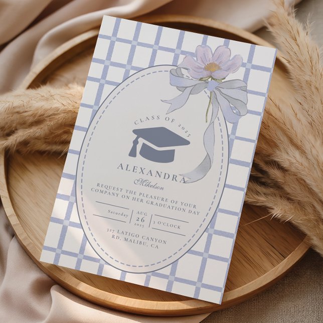 Soft Blue Ribbon Graduation Einladung (Von Creator hochgeladen)