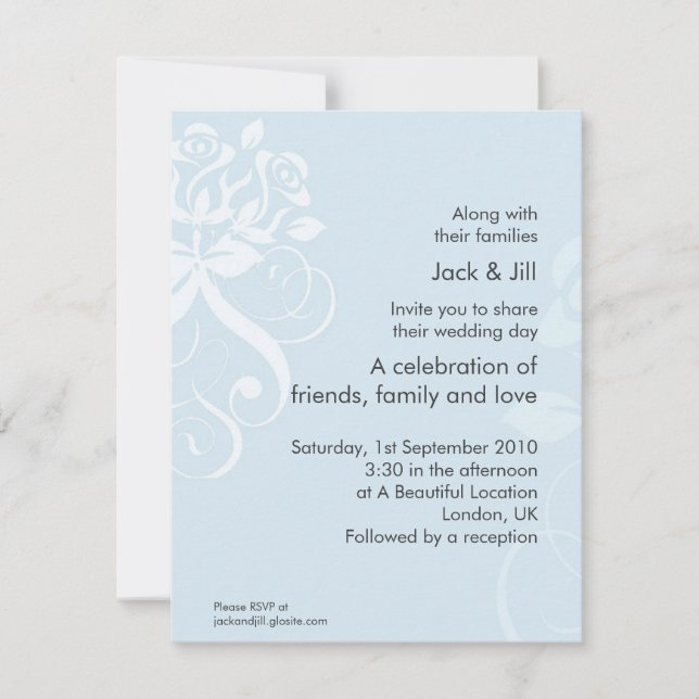 Soft Blue Rose 4.25x5.5 Einladung (Vorderseite)