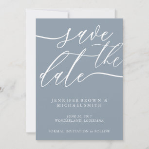 Soft Blue Theme Wedding Custom Foto Calligraphy Save The Date