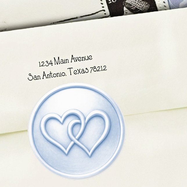 Soft Blue Two Hearts Intertwined Wedding Runder Aufkleber (Von Creator hochgeladen)