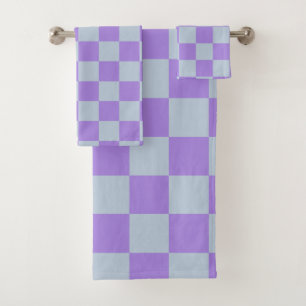 Soft Blue und Lavender Checked Badhandtuch Set