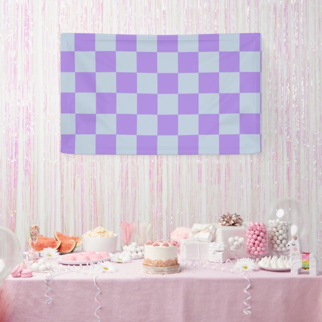 Soft Blue und Lavender Checked Banner (Party)