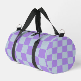 Soft Blue und Lavender Checked Duffle Bag