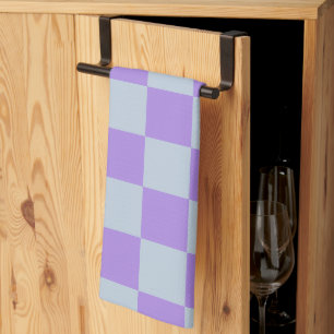 Soft Blue und Lavender Checked Geschirrtuch