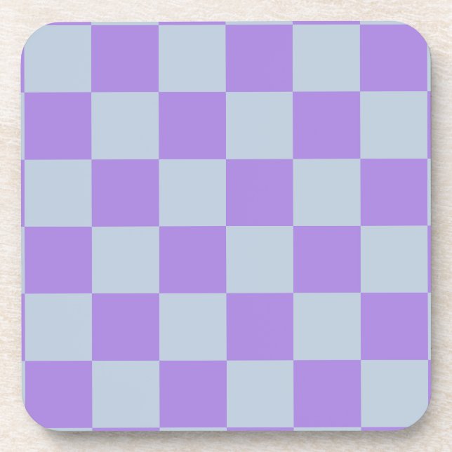 Soft Blue und Lavender Checked Getränkeuntersetzer (Vorderseite)