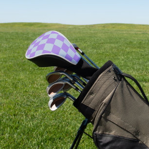 Soft Blue und Lavender Checked Golf Headcover