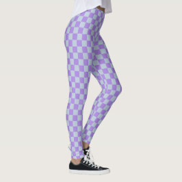 Soft Blue und Lavender Checked Leggings