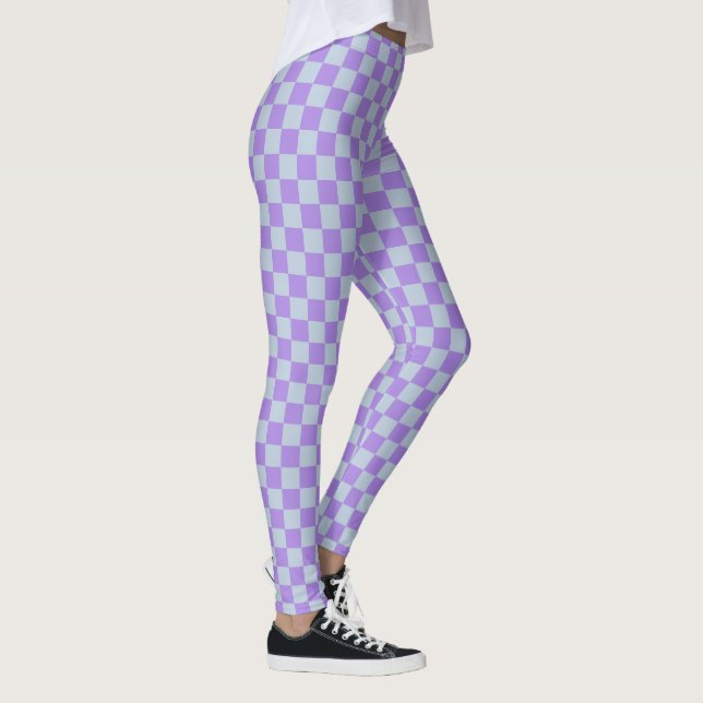 Soft Blue und Lavender Checked Leggings (Rechts)