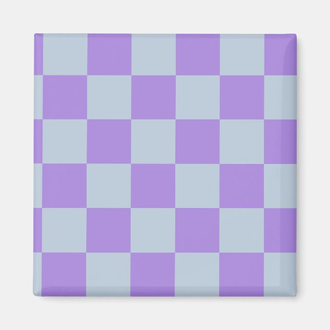 Soft Blue und Lavender Checked Magnet (Vorne)